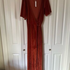 Baltic Born Rust Velvet Maxi Dress